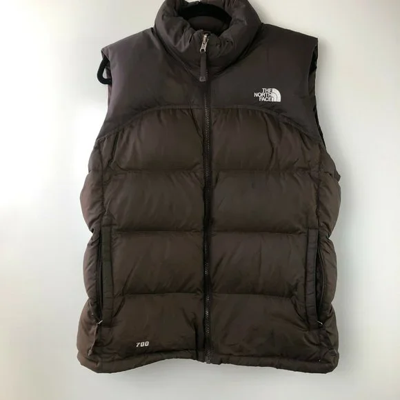 The North Face Nuptse Puffer Vest 700 DOWN Full Zip Brown Women’s Size XL - Picture 2 of 12